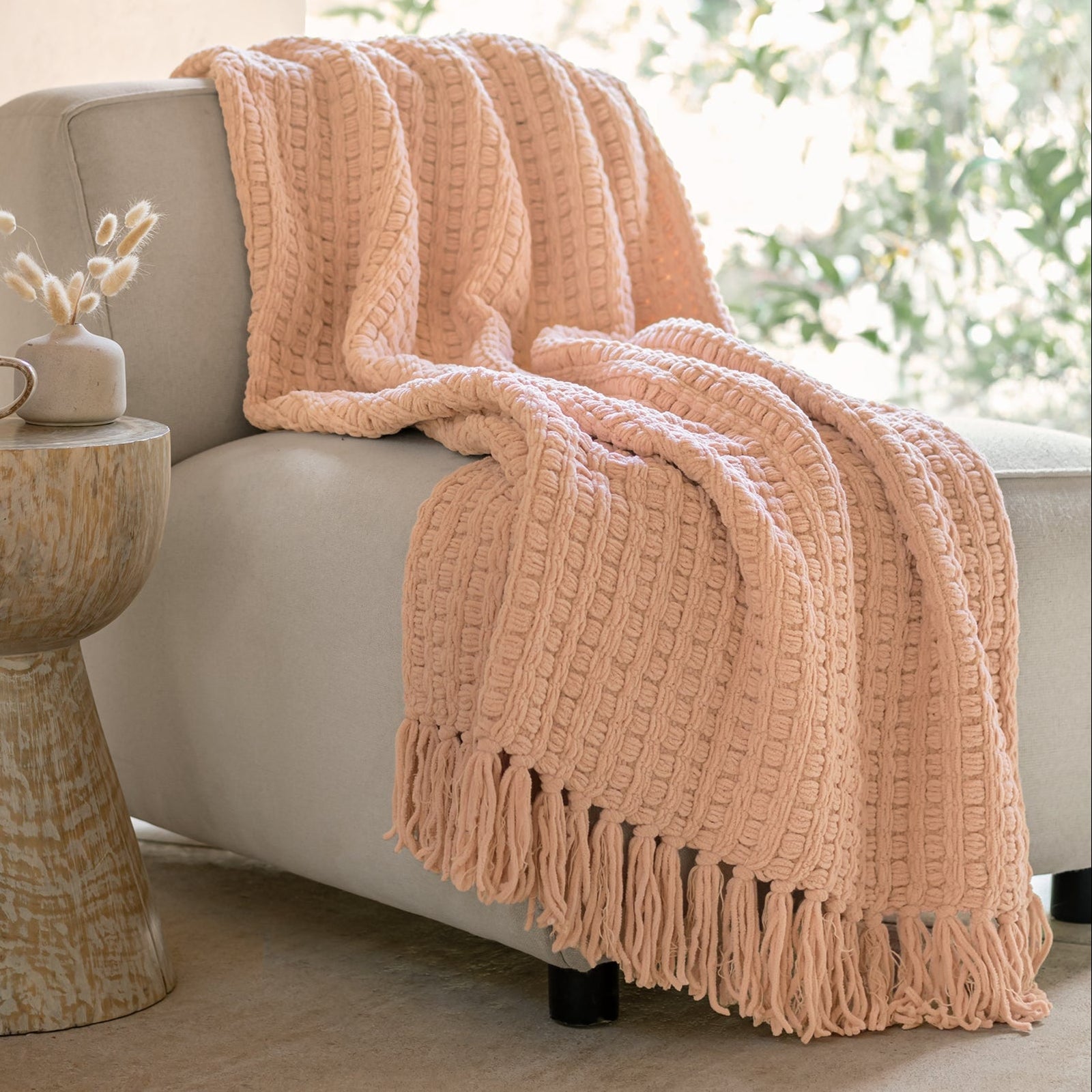 COBERTOR EVEREST CHENILLE ROSE FRAZADA