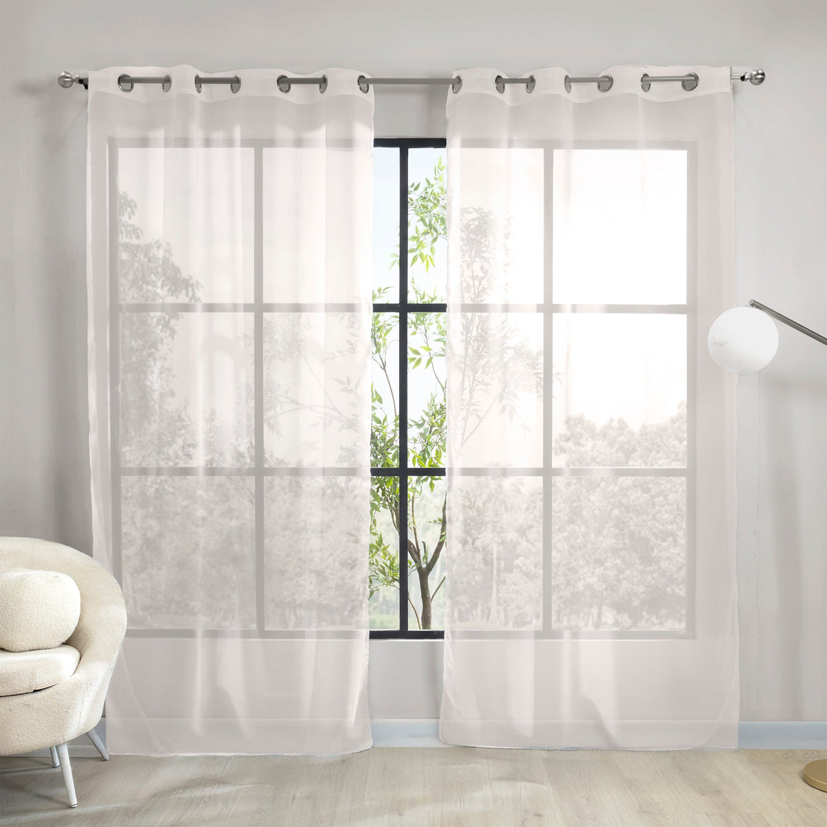 Cortinas Translúcidas Argolla Tergal Beige LARGA